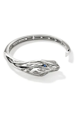 John Hardy Naga Diamond & Sapphire Bracelet in Silver at Nordstrom, Size Medium