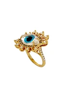 Kurt Geiger London Crystal Evil Eye Cocktail Ring in Blue at Nordstrom, Size 7