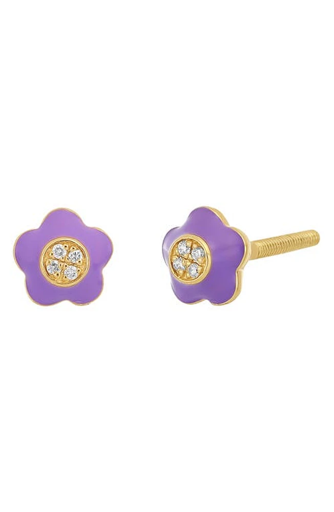 Bony Levy Kids' Flower Diamond Stud Earrings in 18K Yellow Gold at Nordstrom