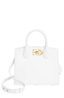 FERRAGAMO Studio Box Mini Leather Top-Handle Bag in Optic White at Nordstrom