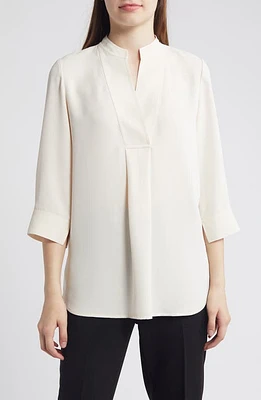 Anne Klein Split Neck Woven Tunic at Nordstrom