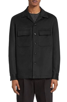 ZEGNA Oasi Cashmere Overshirt Black at Nordstrom,