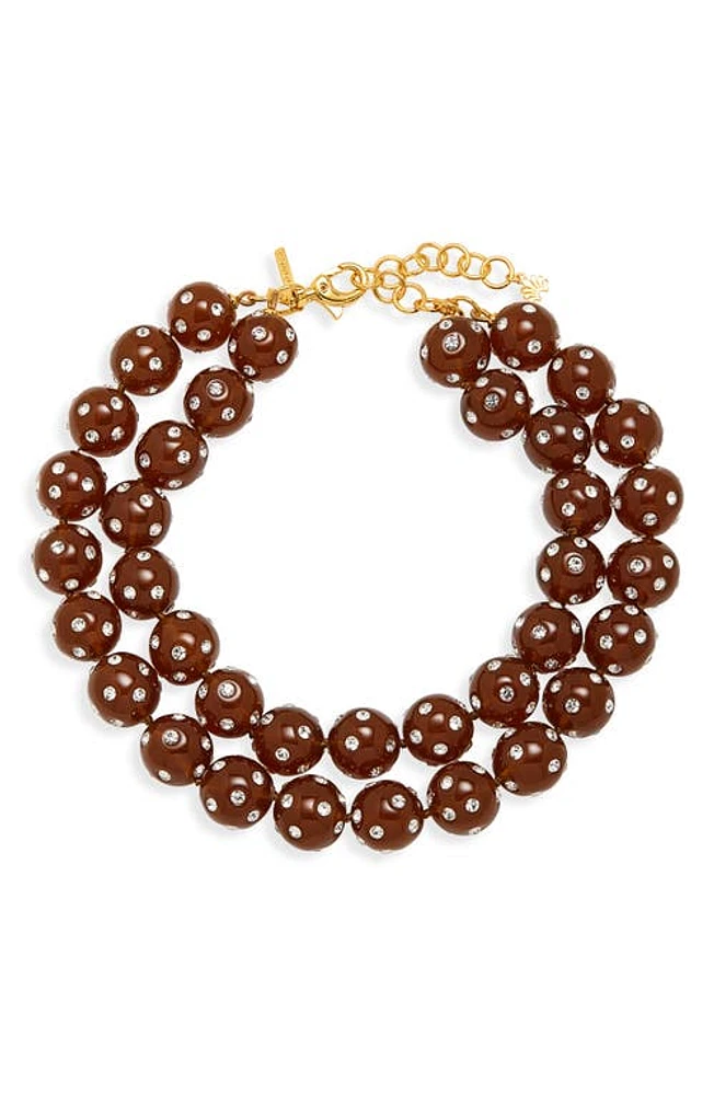 Lele Sadoughi Polka Dot Bead Layered Necklace in Root Beer at Nordstrom