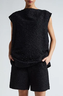 Junya Watanabe Glitter Tweed Sleeveless Top Black at Nordstrom,