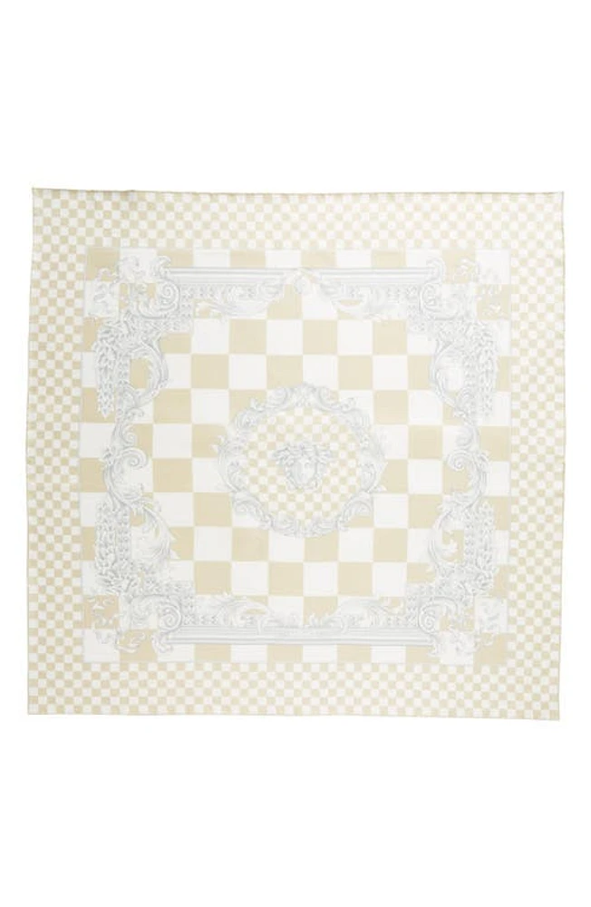 Versace Medusa Check Silk Scarf in 5X530-Light Sand White Silver at Nordstrom