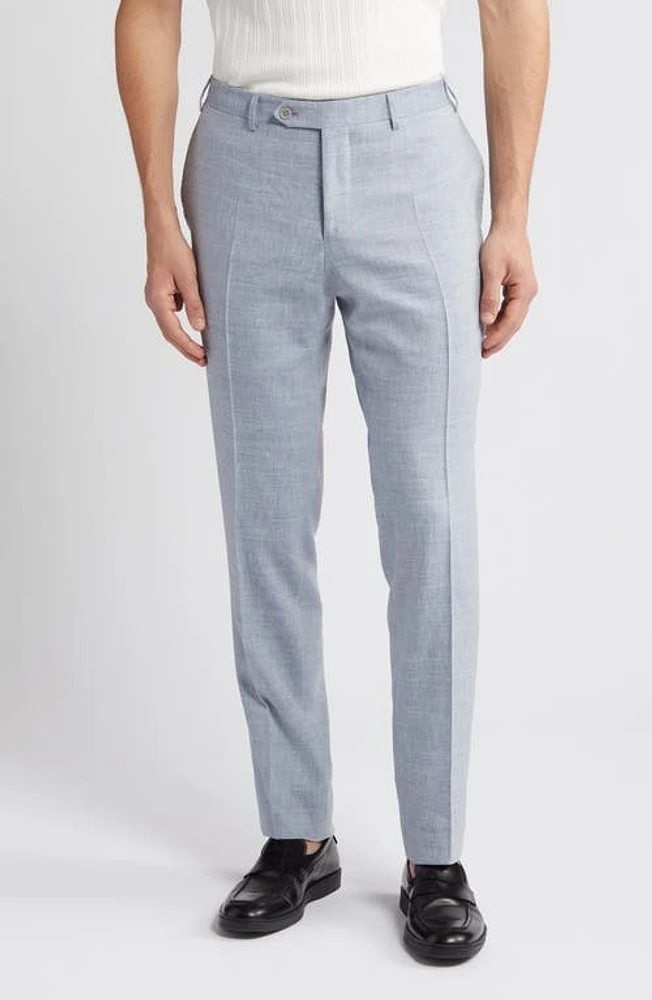 Canali Milano Trim Fit Linen & Wool Dress Pants Light Blue at Nordstrom, Eu