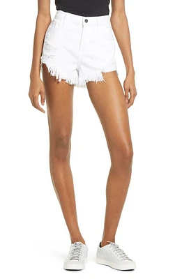 HIDDEN JEANS High Waist Frayed Hem Cutoff Denim Shorts White at Nordstrom,