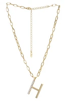 Ettika Imitation Pearl Initial Pendant Necklace in Gold- H at Nordstrom