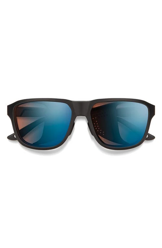 Smith Embark 58mm ChromaPop Polarized Square Sunglasses in Matte Black /Glacier Copper at Nordstrom