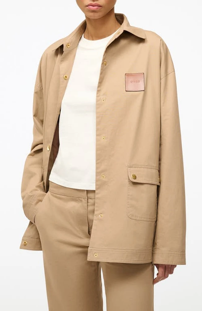 STAUD Estero Stretch Cotton Jacket Khaki at Nordstrom,