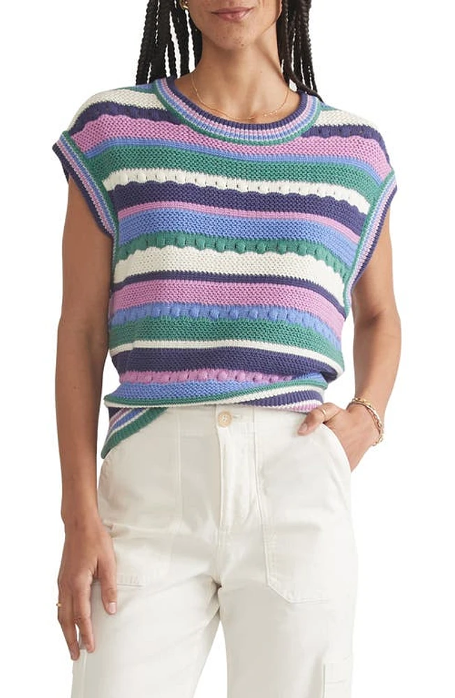 Marine Layer Stripe Short Sleeve Sweater Cool at Nordstrom,