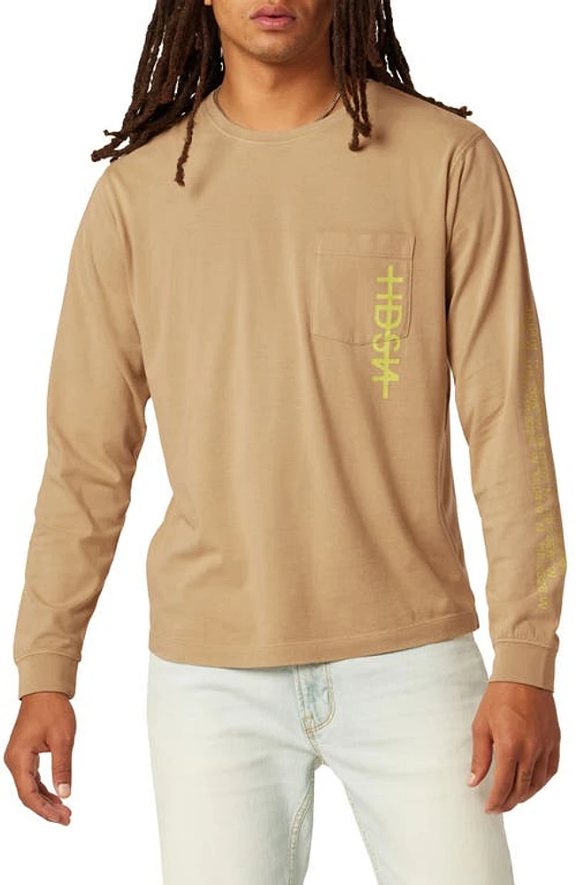 Hudson Jeans Long Sleeve Pocket Graphic T-Shirt Dusty Beige Pink at Nordstrom,