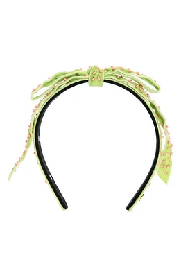 Lele Sadoughi Beaded Velvet Ribbon Headband in Parakeet at Nordstrom