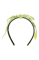 Lele Sadoughi Beaded Velvet Ribbon Headband in Parakeet at Nordstrom