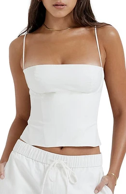 HOUSE OF CB Audette Structured Cotton Twill Corset Top White at Nordstrom,