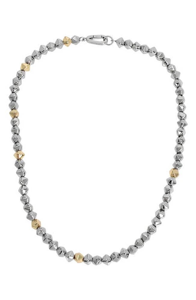 AllSaints Geometric Beaded Necklace in Gold/Rhodium at Nordstrom