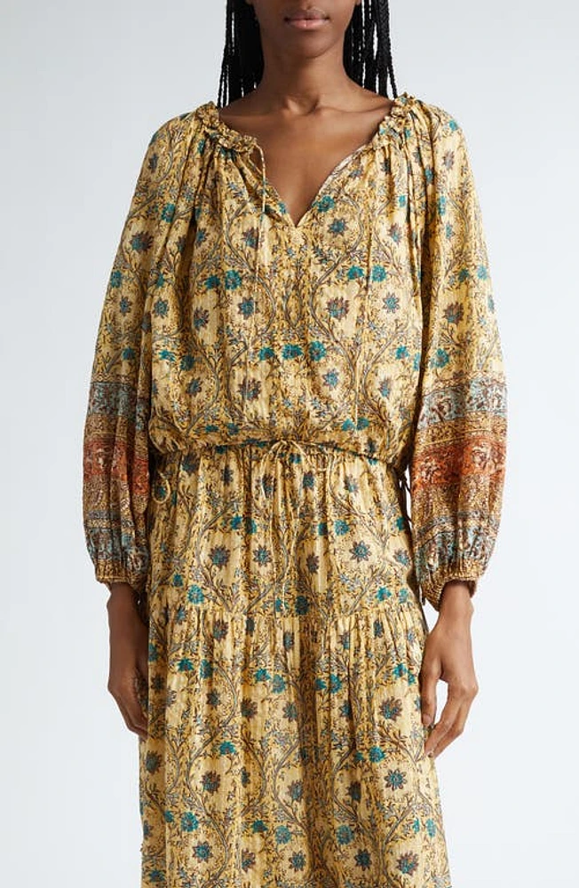 Ulla Johnson Silva Border Print Cotton Blend Top Daylily at Nordstrom,