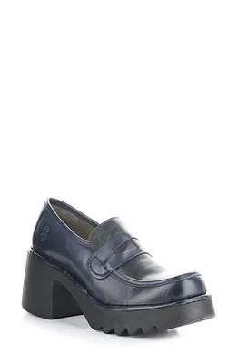 Fly London Muly Platform Penny Loafer 003 Navy Black at Nordstrom,