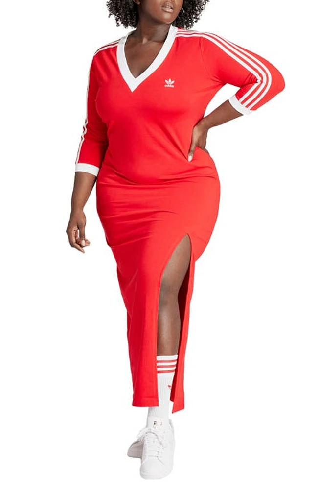 adidas Lifestyle V-Neck Maxi Dress Better Scarlet at Nordstrom, X