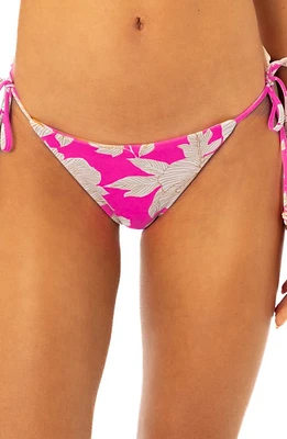 Maaji Floral Duo Sunning Reversible Side Tie Bikini Bottoms in Pink at Nordstrom, Size Small