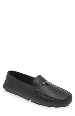 Prada Triangle Logo Driving Loafer Nero at Nordstrom,