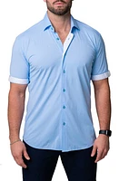 Maceoo Galileo Pur Blue Stretch Short Sleeve Button-Up Shirt at Nordstrom,