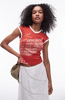 Topshop Honda Cap Sleeve Baby Tee Red at Nordstrom,