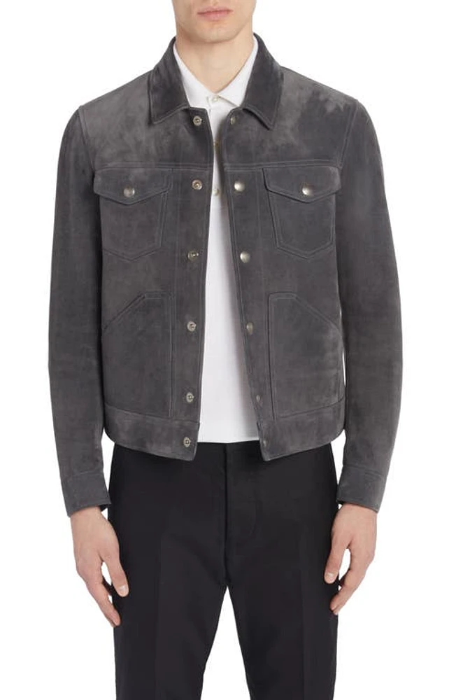 TOM FORD Brushed Suede Western Jacket Grey at Nordstrom, Us