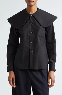 Comme des Garçons Oversize Collar Cotton Button-Up Shirt Black at Nordstrom,