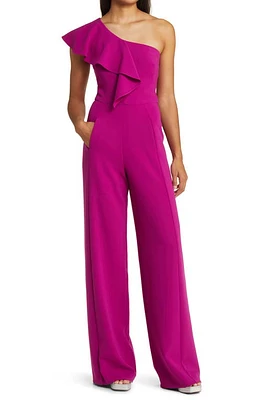 Black Halo Kallan One-Shoulder Jumpsuit in Berry Plum at Nordstrom, Size 8