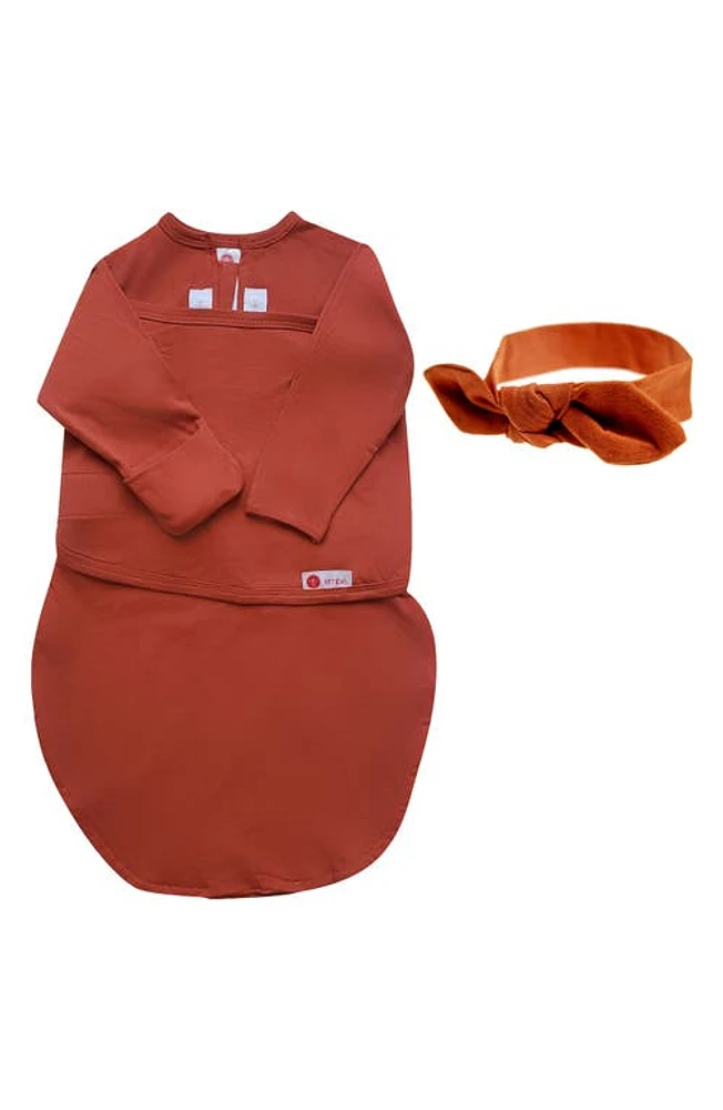 embé Starter 2-Way Long Sleeve Swaddle & Head Wrap Set in Burnt Orange at Nordstrom, Size 0-3 M