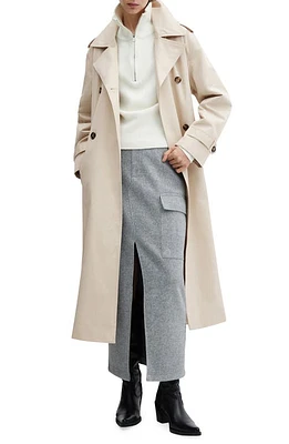 MANGO Angela Belted Trench Coat Grey Stone at Nordstrom,