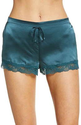 Etam Milky Silk Pajama Shorts in Blue Petrol at Nordstrom, Size Small