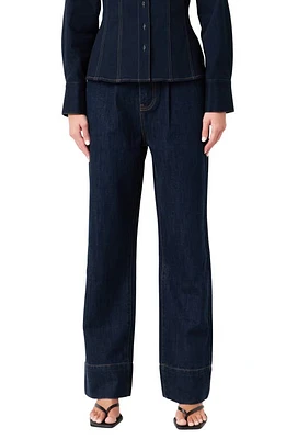 Grey Lab High Waist Wide Leg Jeans Navy at Nordstrom,