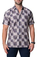 Maceoo Galileo Puddle Brown Stretch Short Sleeve Button-Up Shirt at Nordstrom,