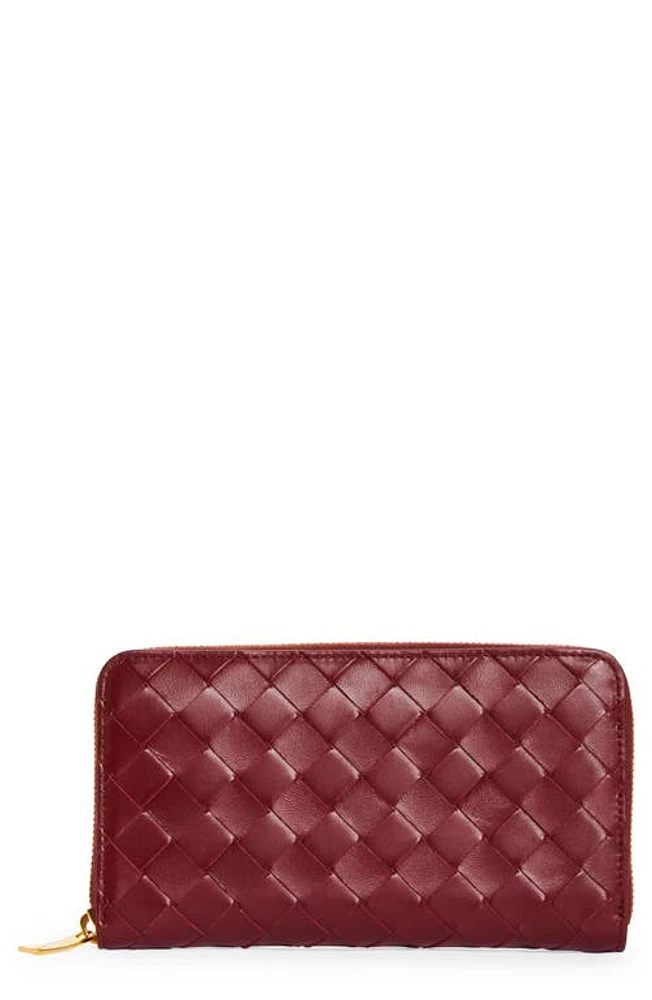 Bottega Veneta Intrecciato Leather Continental Wallet in Cherry/Gold at Nordstrom