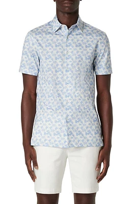 Bugatchi Milo OoohCotton Print Short Sleeve Button-Up Shirt Riviera at Nordstrom,