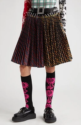 Chopova Lowena Fugen Carabiner Stripe Pleated Skirt Black Multi at Nordstrom,