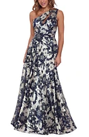 Betsy & Adam Metallic Floral One-Shoulder Gown at Nordstrom,