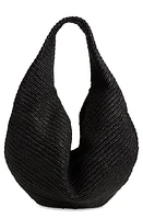 Khaite Large Olivia Woven Palm Hobo Bag in Black at Nordstrom