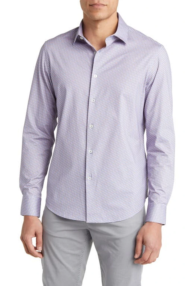 Bugatchi James OoohCotton Chevron Stripe Button-Up Shirt Air-Blue at Nordstrom,