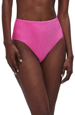 Good American Sparkle Metallic High Waist Bikini Bottoms in Knockoutpink001 at Nordstrom