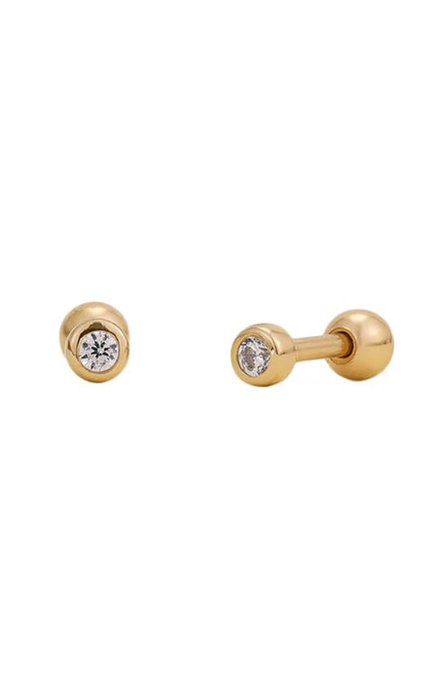 MADE BY MARY Live In Bezel Cubic Zirconia Stud Earrings in Gold at Nordstrom