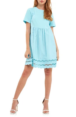 English Factory Mixed Media Minidress Aqua at Nordstrom,