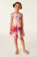 Baker by Ted Kids' Paper Floral Scuba Dress Peach at Nordstrom,