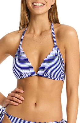 Sea Level Varsity Halter Slider Triangle Bikini Top Cobalt at Nordstrom, Us