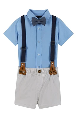 Andy & Evan Short Sleeve Button-Up Shirt, Suspenders, Bow Tie Shorts Set Blue at Nordstrom,