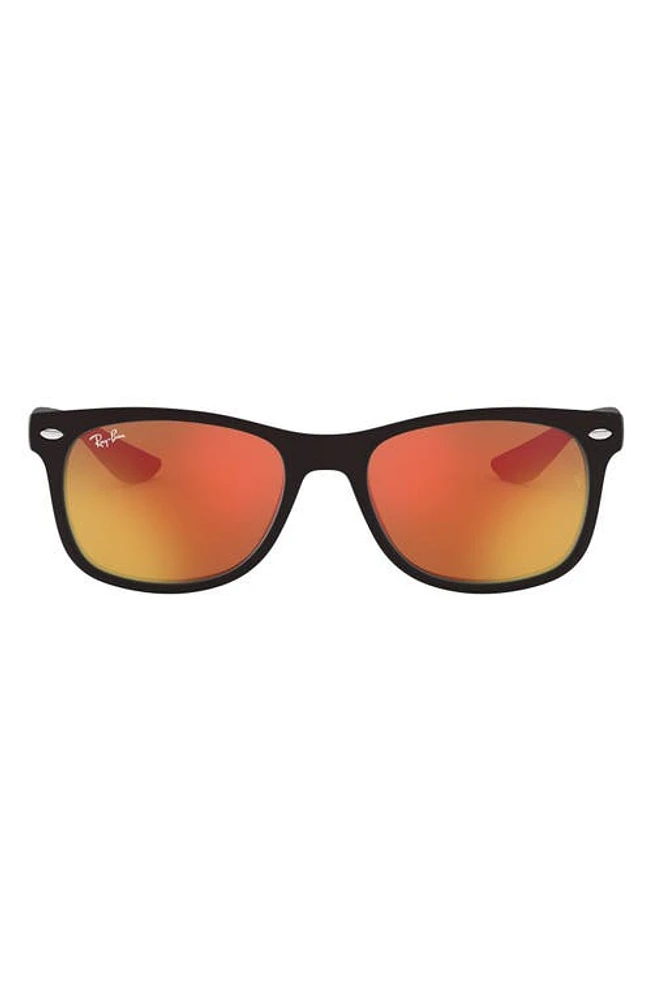 Ray-Ban Junior 48mm Wayfarer Mirrored Sunglasses in Matte Black/Red at Nordstrom