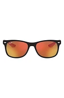 Ray-Ban Junior 48mm Wayfarer Mirrored Sunglasses in Matte Black/Red at Nordstrom