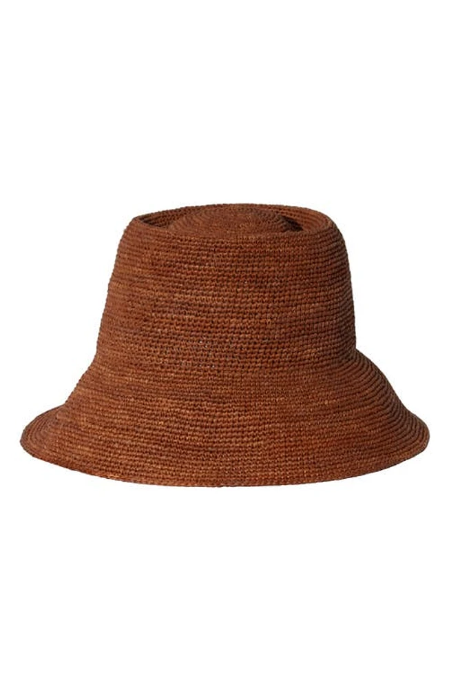 Janessa Leoné Felix Crochet Raffia Bucket Hat in Chestnut at Nordstrom, Size X-Large